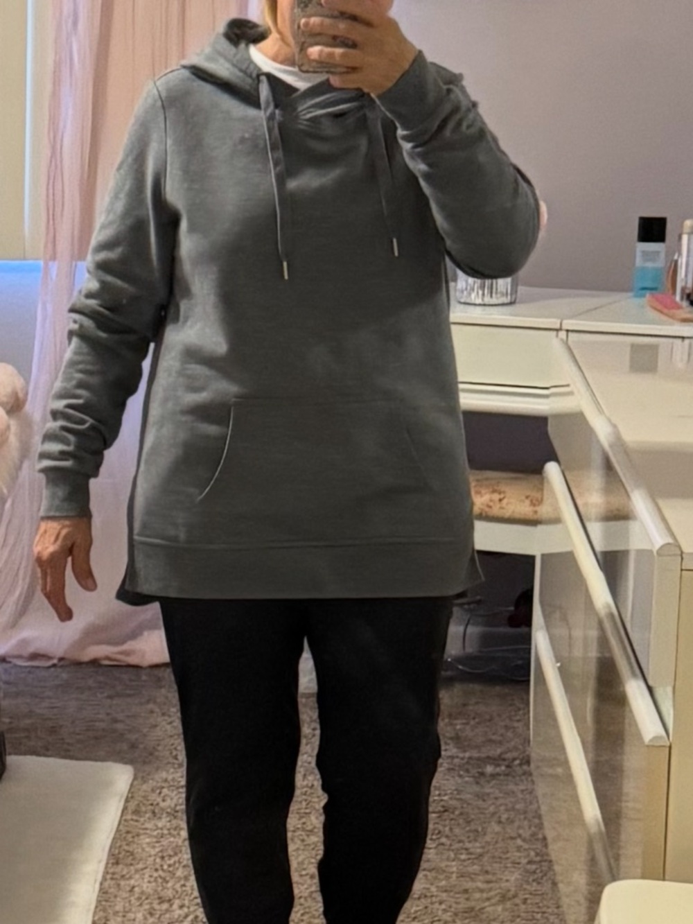 Zella Charcoal Gray Hooded Pullover Sweater